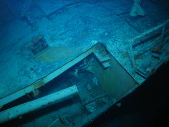 Stbd 5.9-inch gun  concealed under forecastle